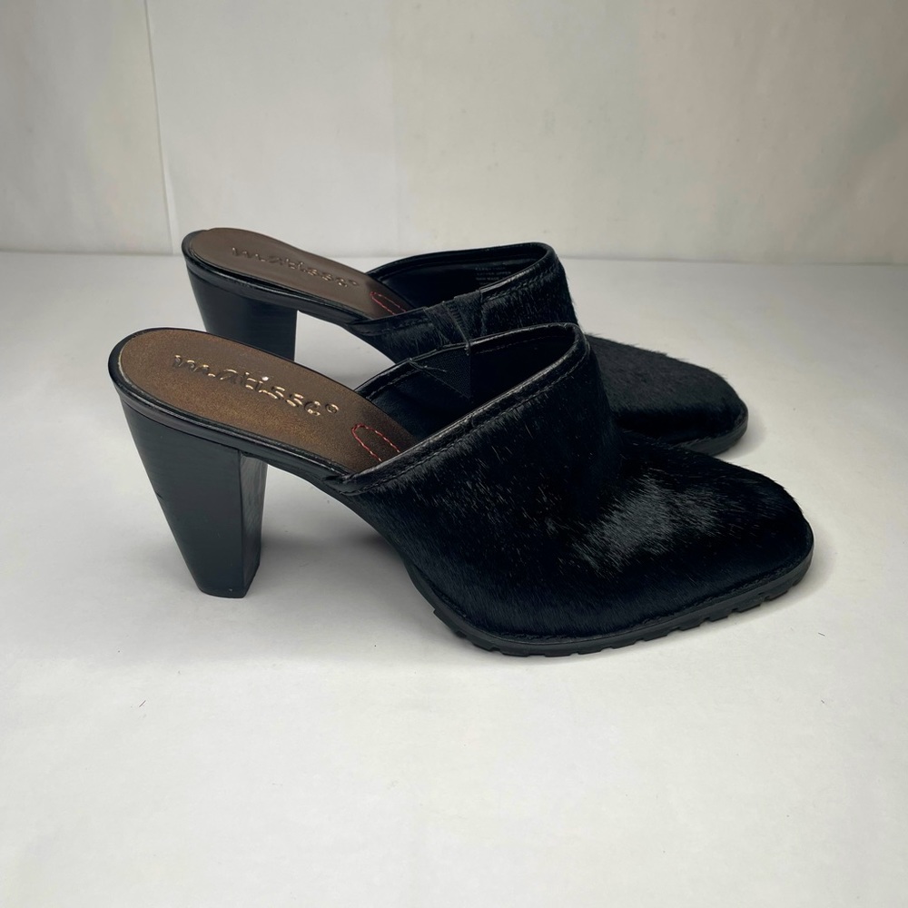 Matisse Black Calf Hair Almond Cammy Slip On Western Mules - Picture 6 of 13